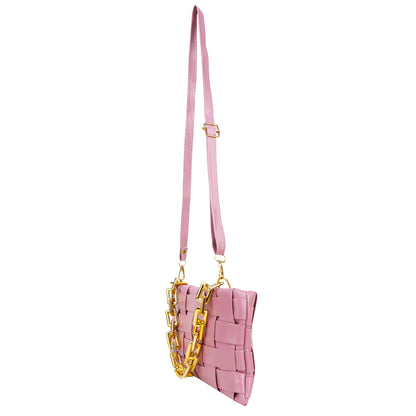 Miss Nairobi Vegan Leather Woven Sling Bag - Pink