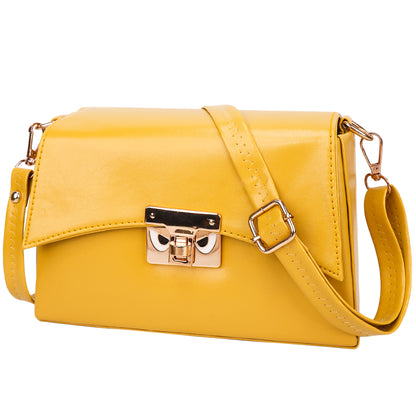 Devil Vegan Leather Satchel Box Sling Bag - Yellow