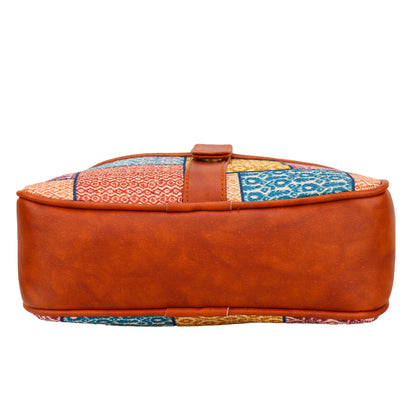 Ms. Elegant Paisley Printed Vegan Leather Sling Bag - Multicolor