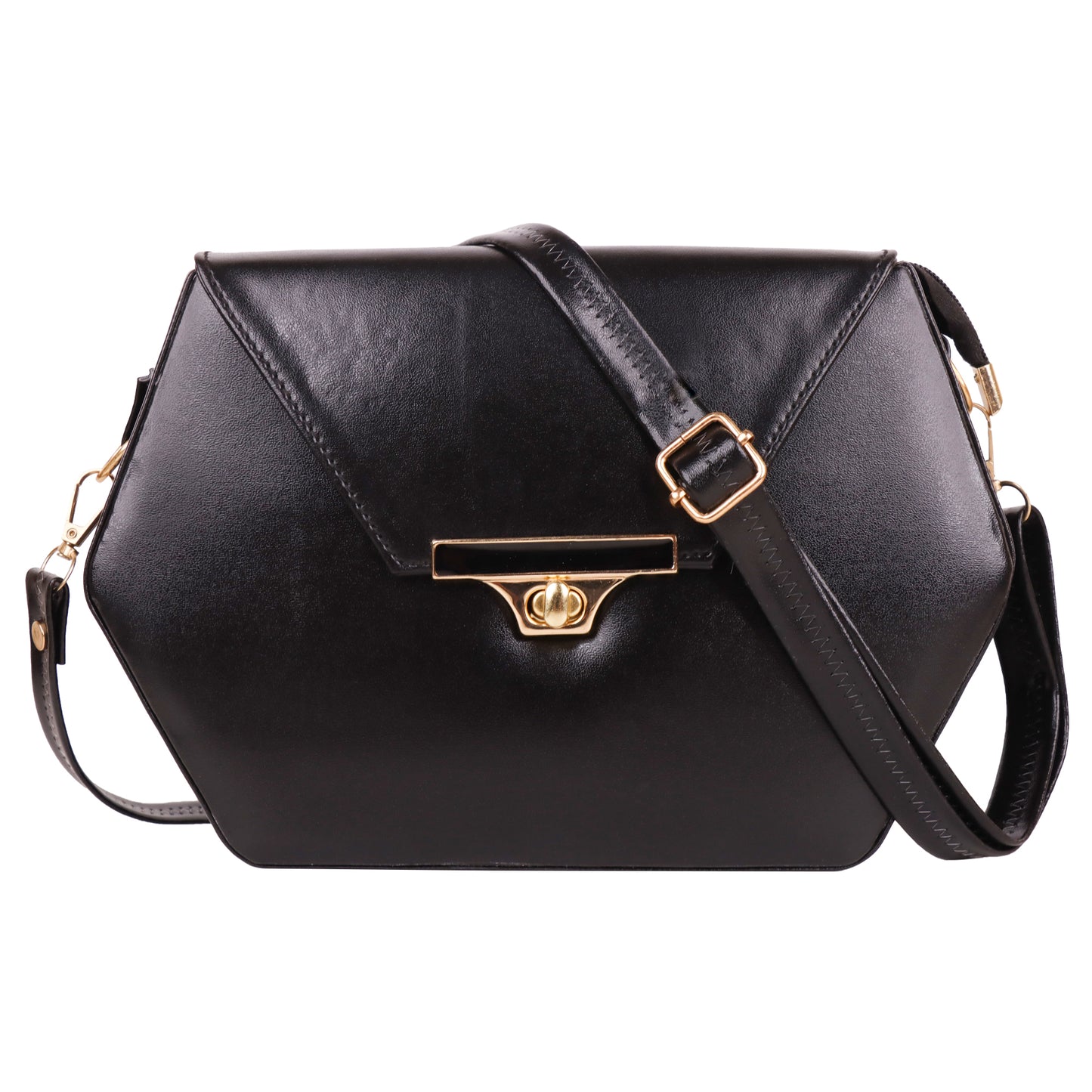 Miss Diamond Vegan Leather Box Sling Bag - Black