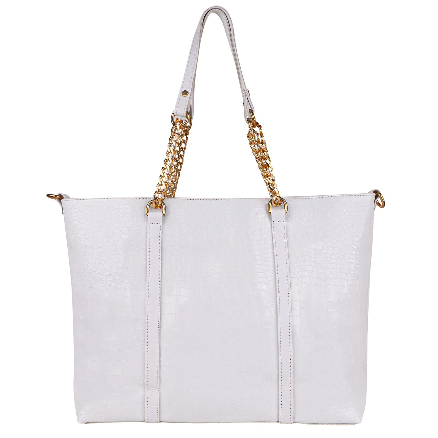 Callista Croco Vegan Leather Tote Bag with Money Pouch - White