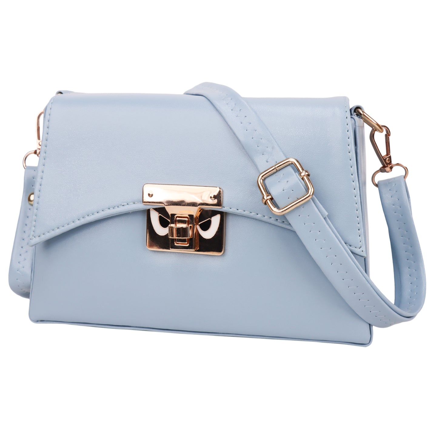 Devil Vegan Leather Satchel Box Sling Bag - Blue