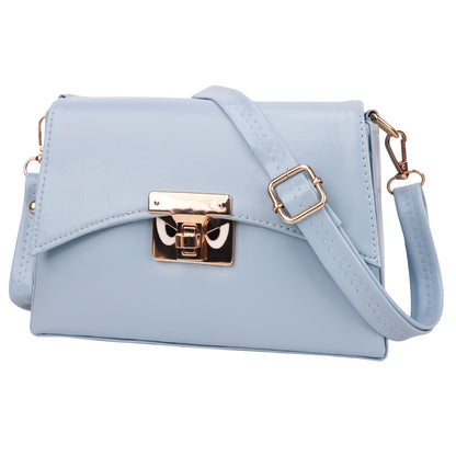 Devil Vegan Leather Satchel Box Sling Bag - Blue