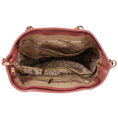 Callista Croco Vegan Leather Tote Bag with Money Pouch - Peach