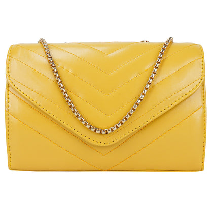 Miss Santorini Vegan Leather Quilted Sling Bag - Yellow