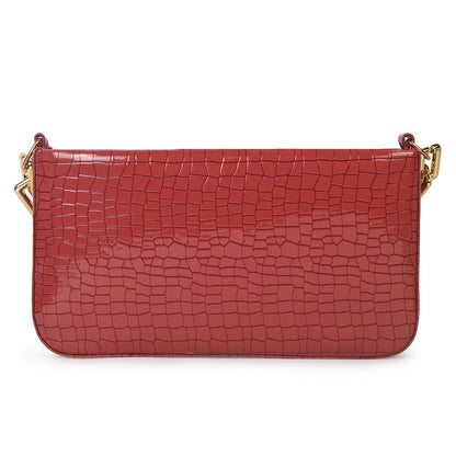 Miss Zury Viper Skin Vegan Leather Sling Bag - Red