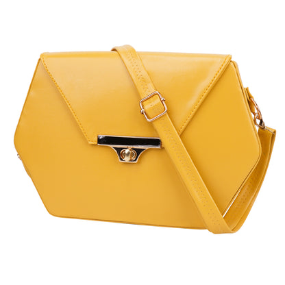 Miss Diamond Vegan Leather Box Sling Bag - Yellow