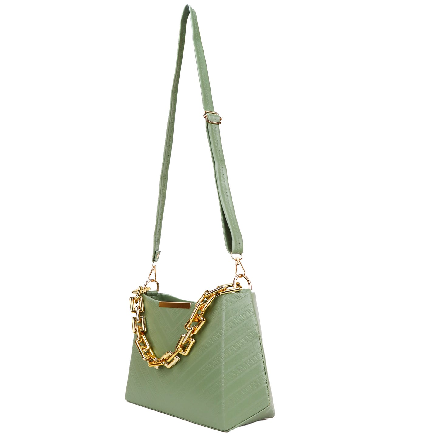 Ms. Classy Printed Vegan Leather Sling Bag - Green