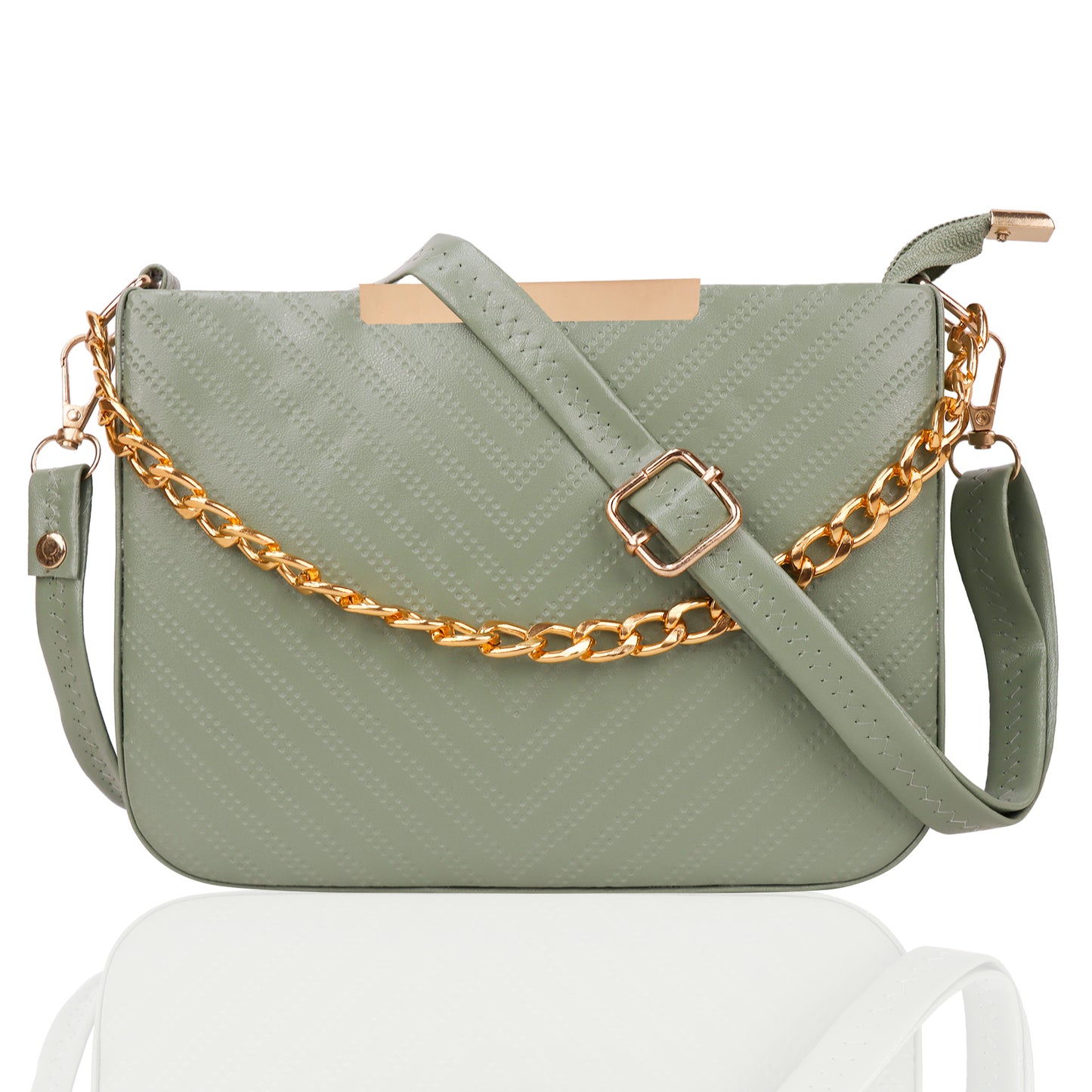 Miss Havana Vegan Leather Dotted Print Sling Bag - Green