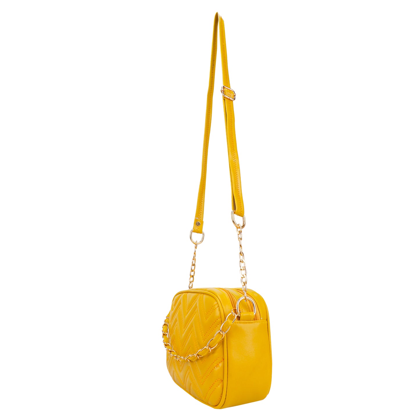 Miss Malibu Vegan Leather Quilted Sling Bag - Yellow