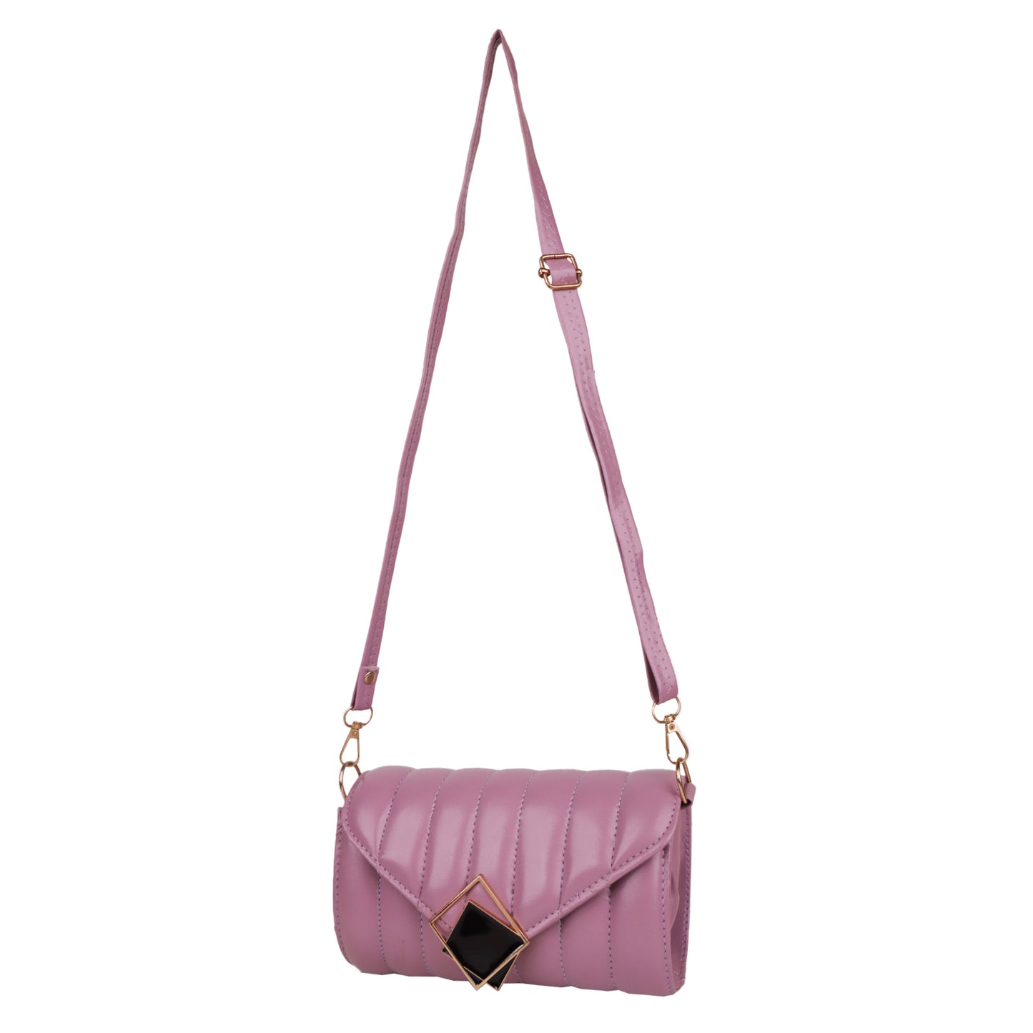 Princess Puffy Vegan Leather Quilted Sling Bag - Purple