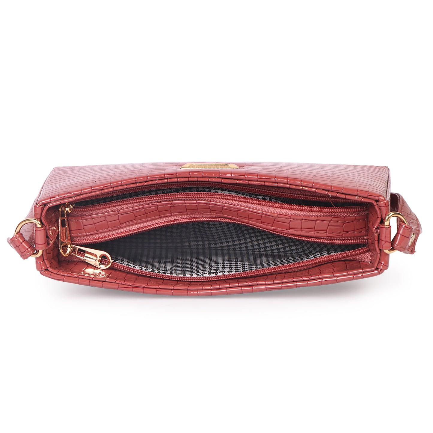 Princess Scarlet Vegan Leather Snake Skin Shoulder Bag - Red