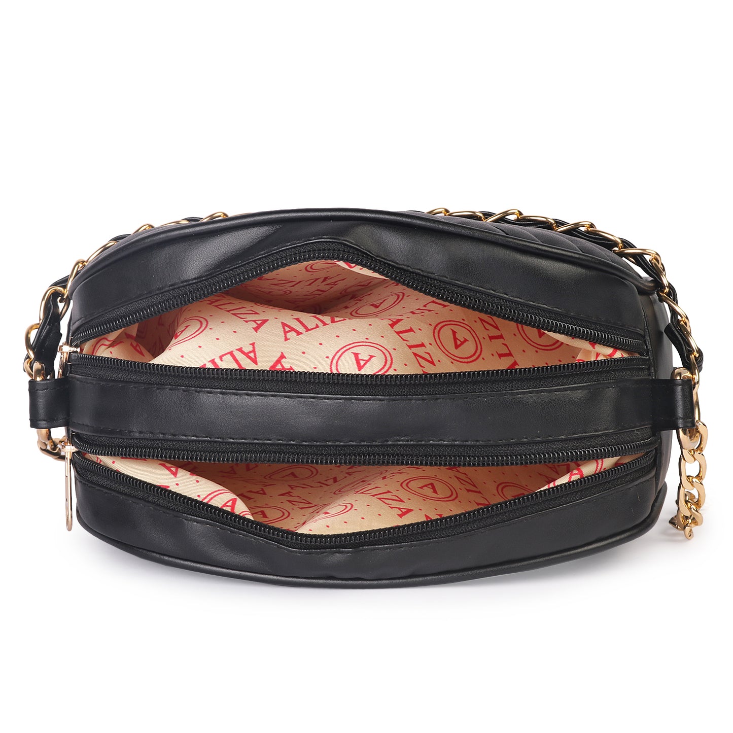 Princess Malibu Vegan Leather Quilted Sling Bag - Black