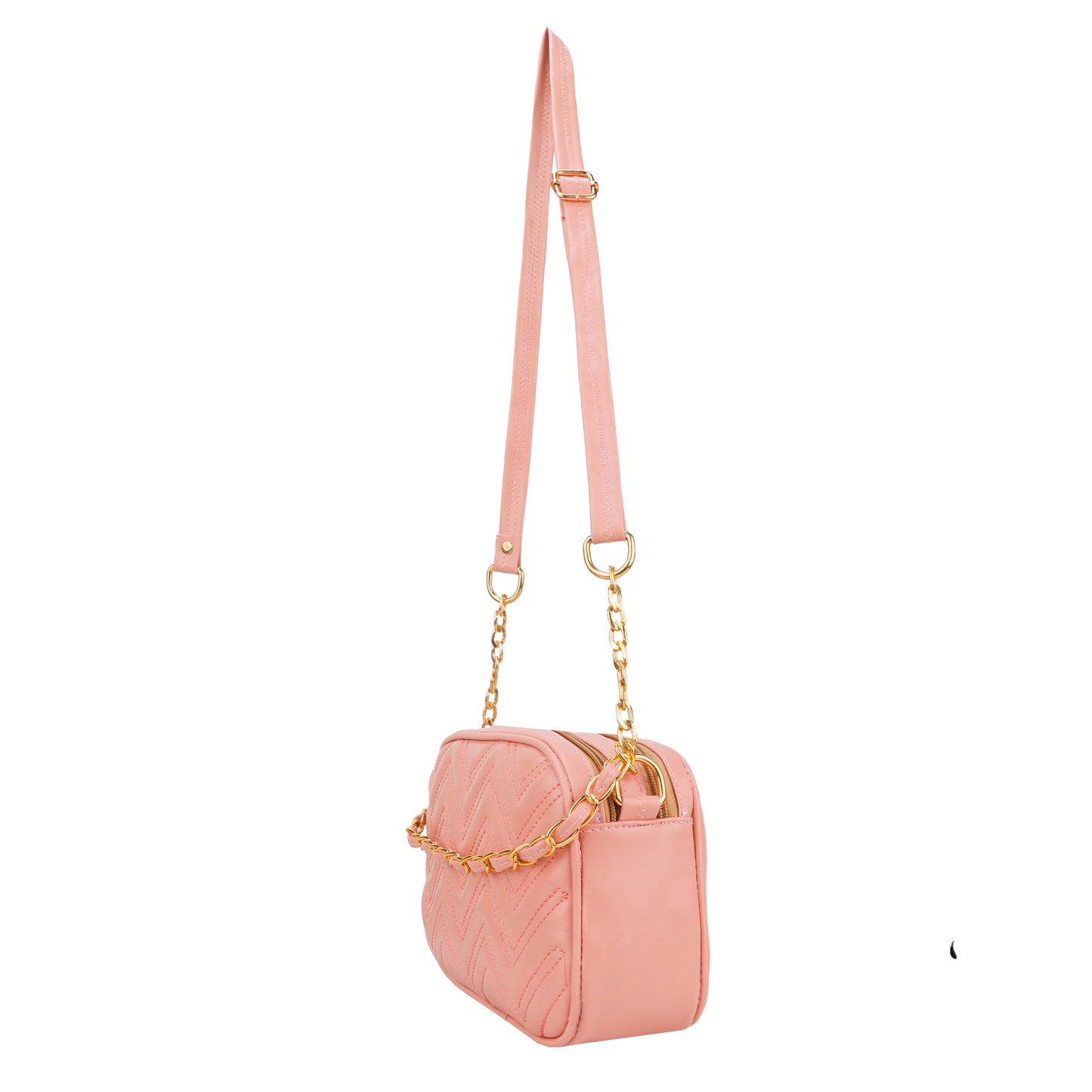 Miss Malibu Vegan Leather Quilted Sling Bag - Peach