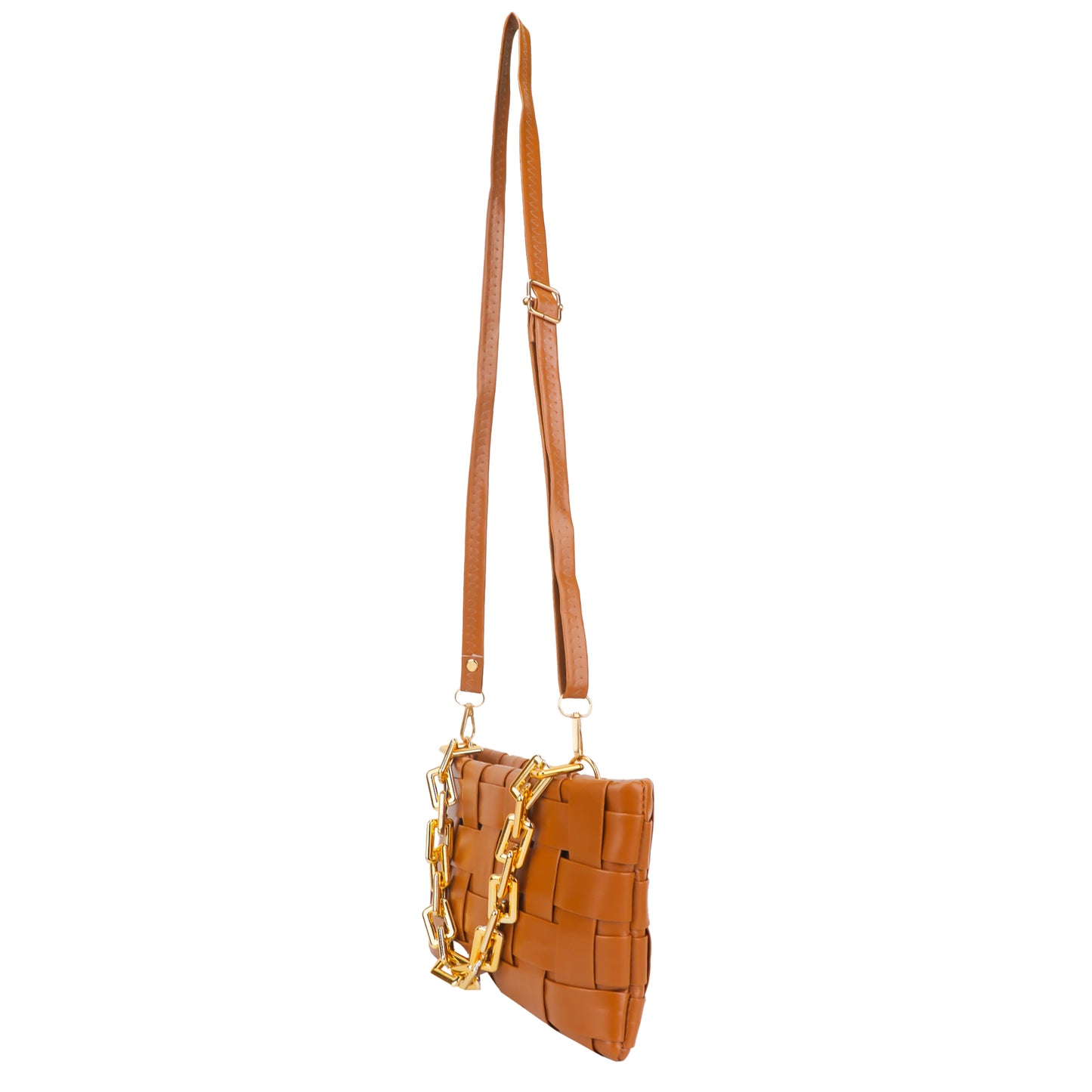 Miss Nairobi Vegan Leather Woven Sling Bag - Brown