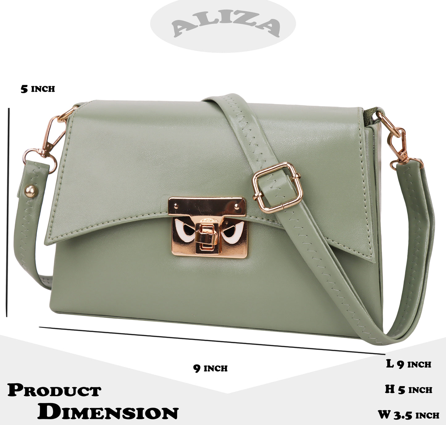 Devil Vegan Leather Satchel Box Sling Bag - Green