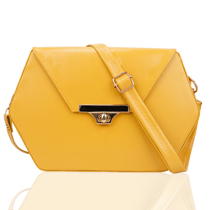 Miss Diamond Vegan Leather Box Sling Bag - Yellow