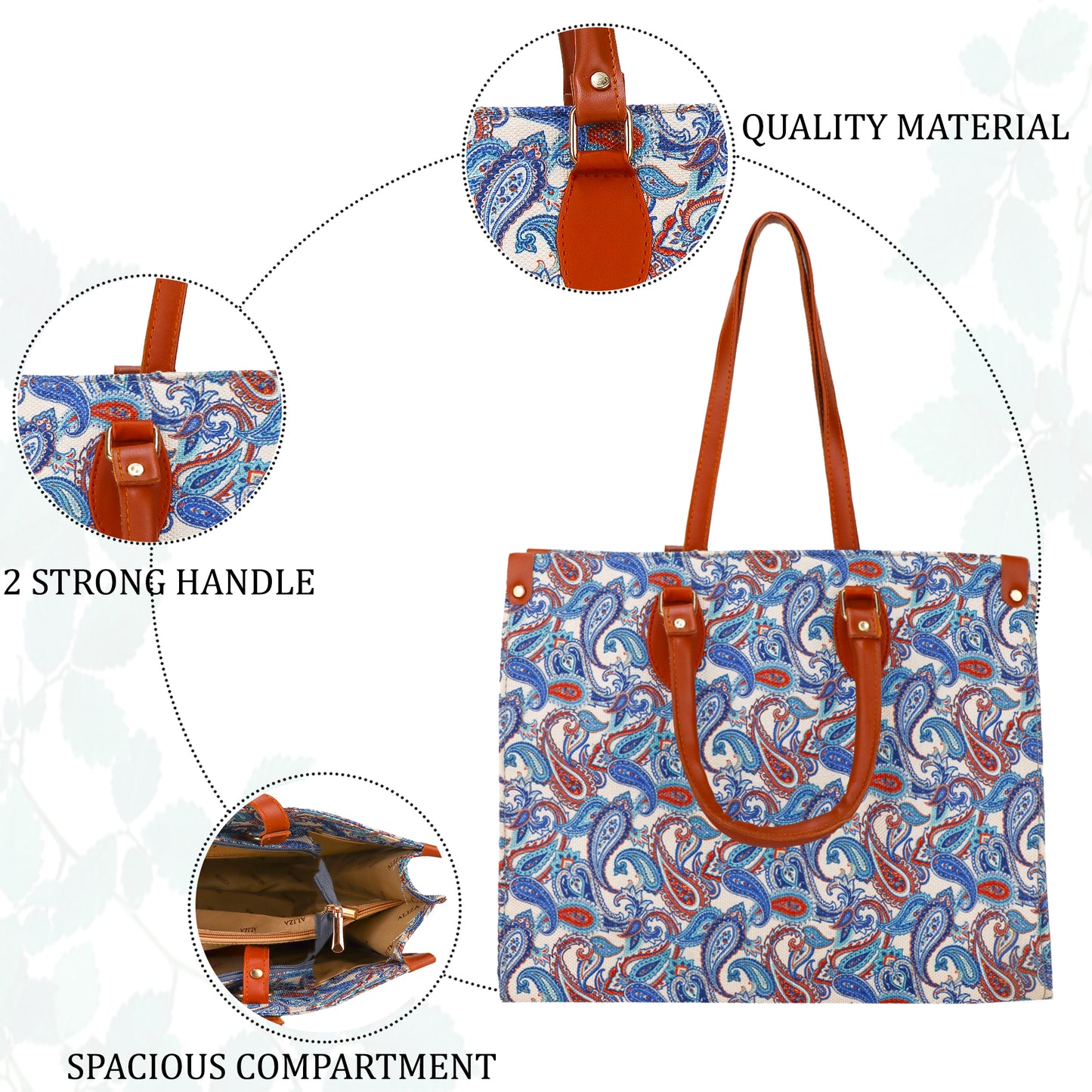 Gardinia Floral Canvas and Hand Bag - Sky Blue