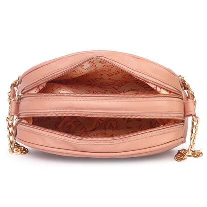 Princess Malibu Vegan Leather Quilted Sling Bag - Peach