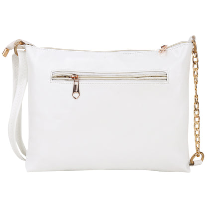 Miss Seoul Fashion Vegan Leather Suede Texture Utility Sling Bag - White