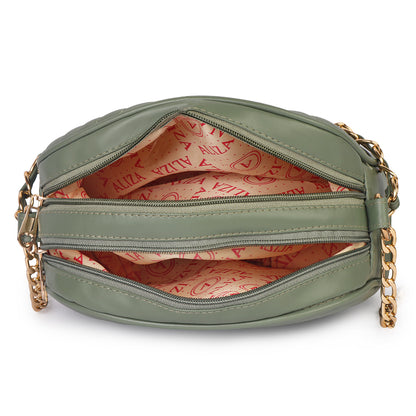 Princess Malibu Vegan Leather Quilted Sling Bag - Green