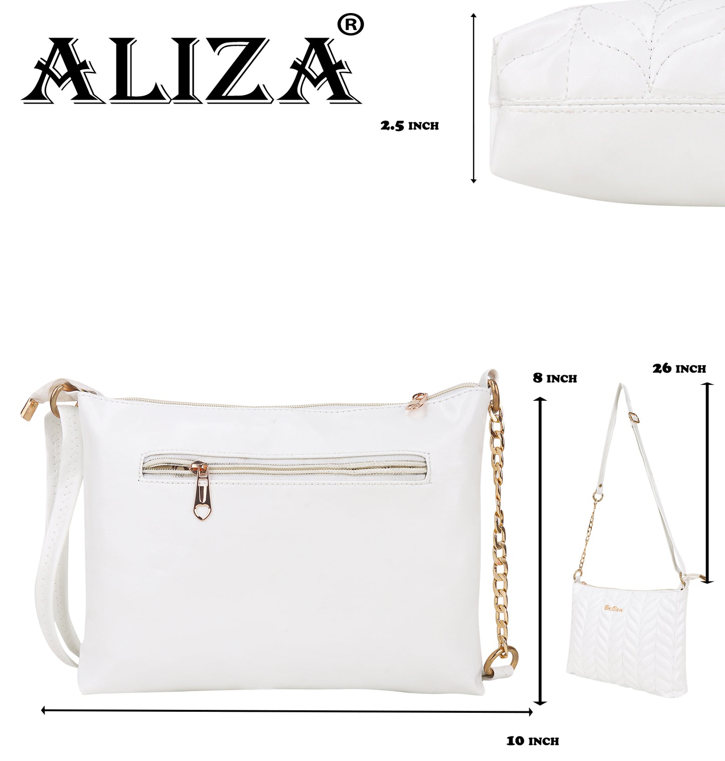 Miss Seoul Fashion Vegan Leather Suede Texture Utility Sling Bag - White