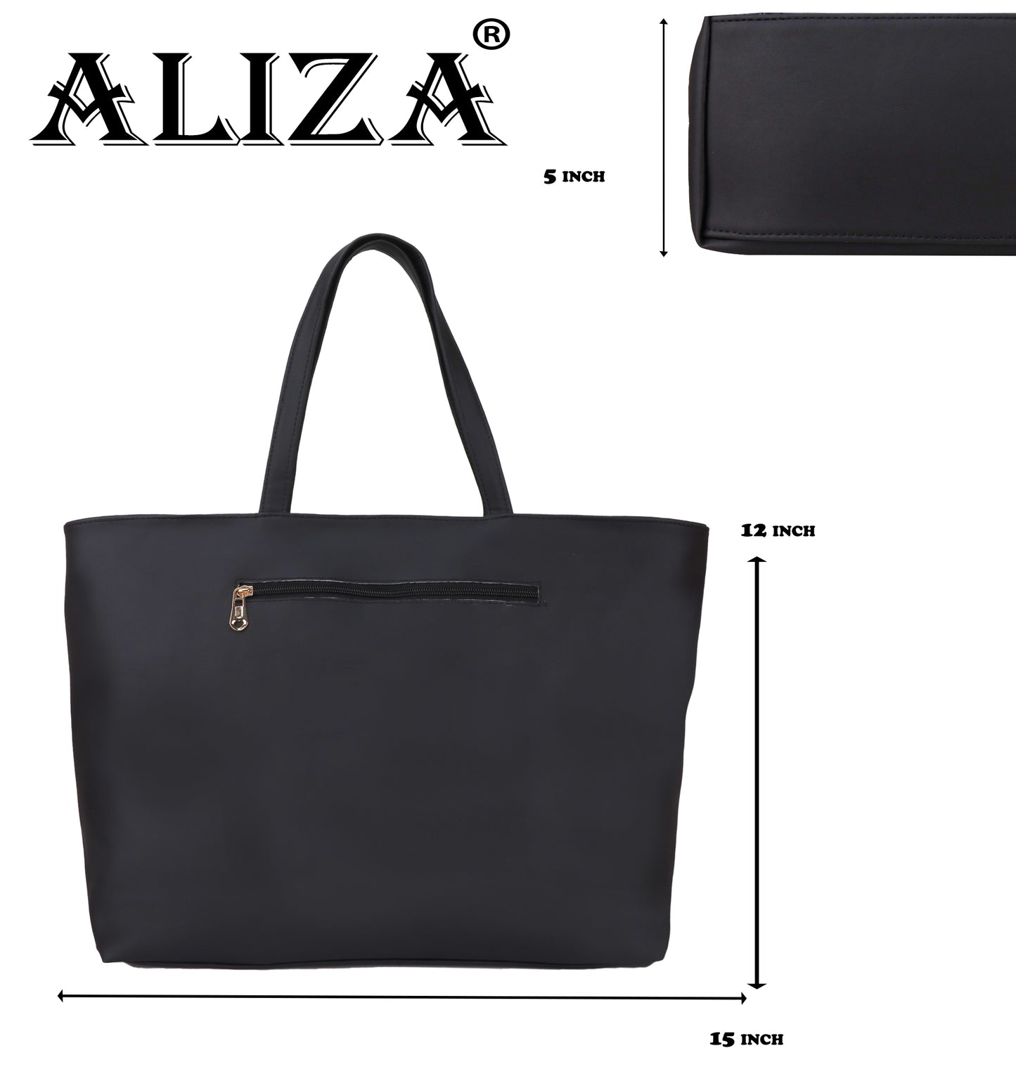 Althea Vegan Leather Formal Tote Bag - Black