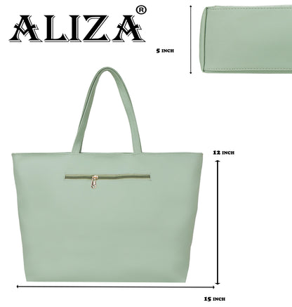 Althea Vegan Leather Formal Tote Bag - Green