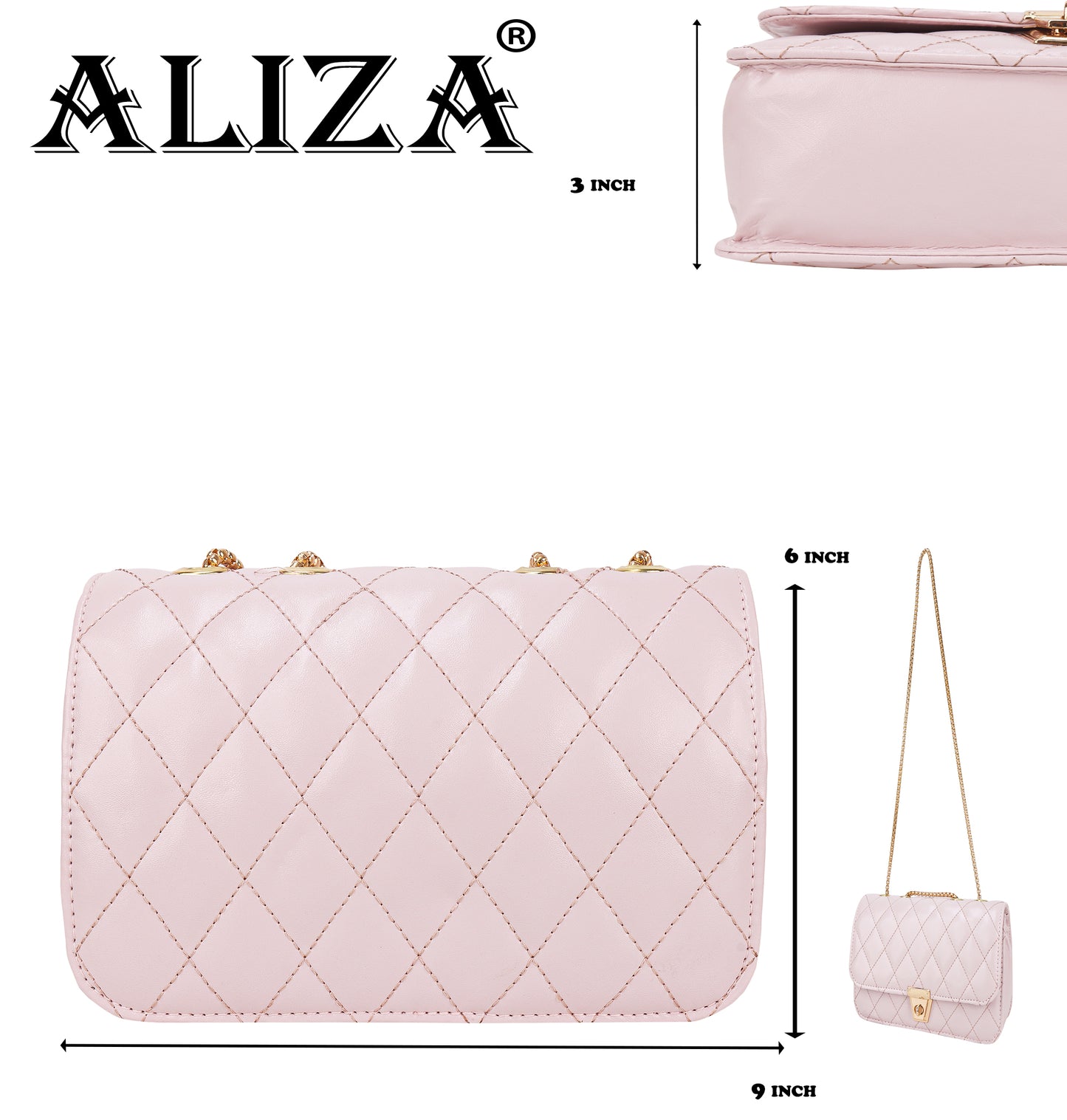 Miss Brasilia Vegan Leather Quilted Sling Bag - Light Pink