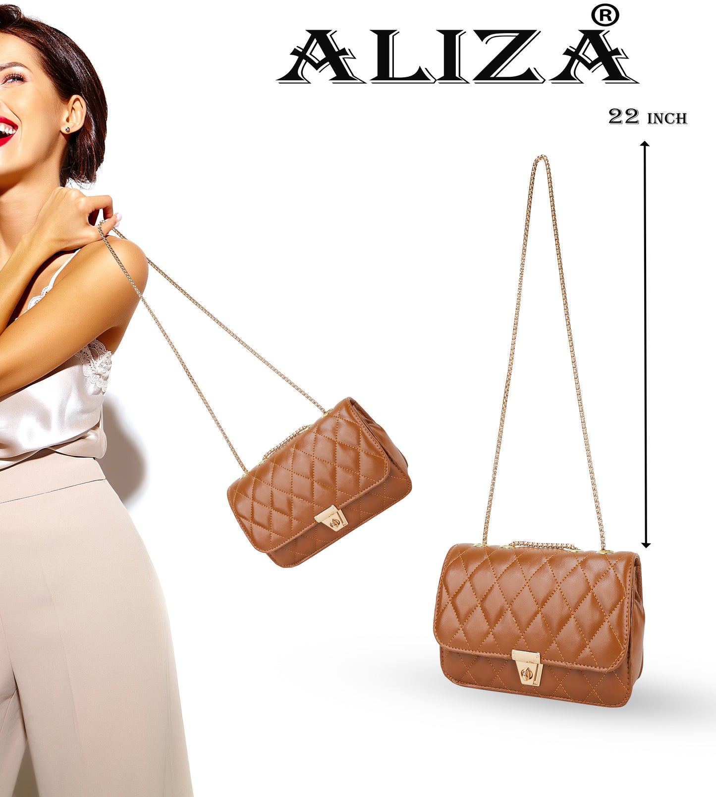 Miss Brasilia Vegan Leather Quilted Sling Bag - Brown