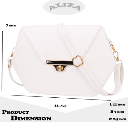 Miss Diamond Vegan Leather Box Sling Bag - White