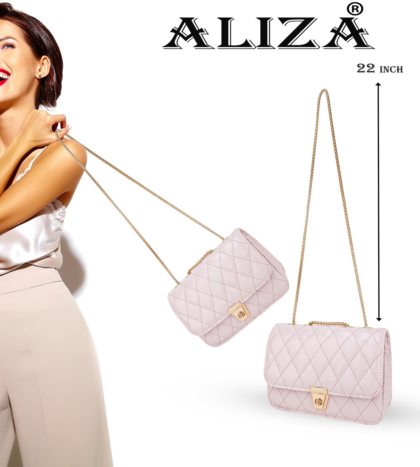 Miss Brasilia Vegan Leather Quilted Sling Bag - Light Pink