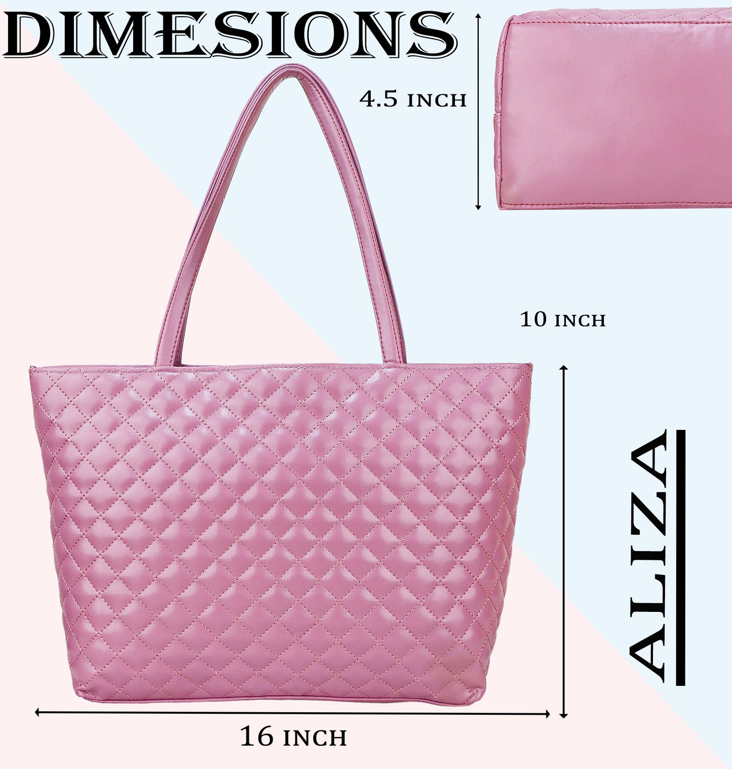 Blossom Vegan Leather Quilted Tote Bag - Pink