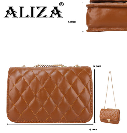 Miss Brasilia Vegan Leather Quilted Sling Bag - Brown