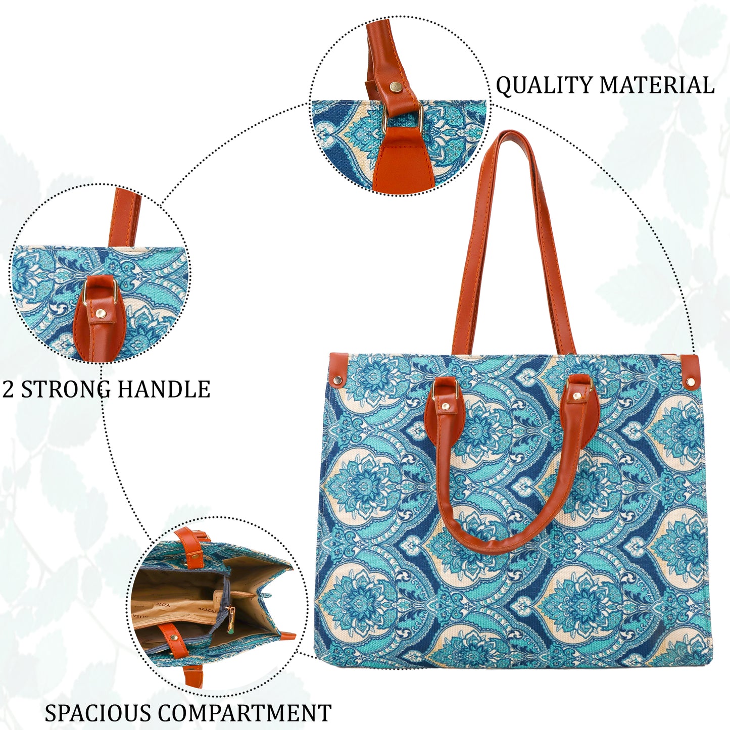 Gardinia Floral Canvas Hand Bag - Blue