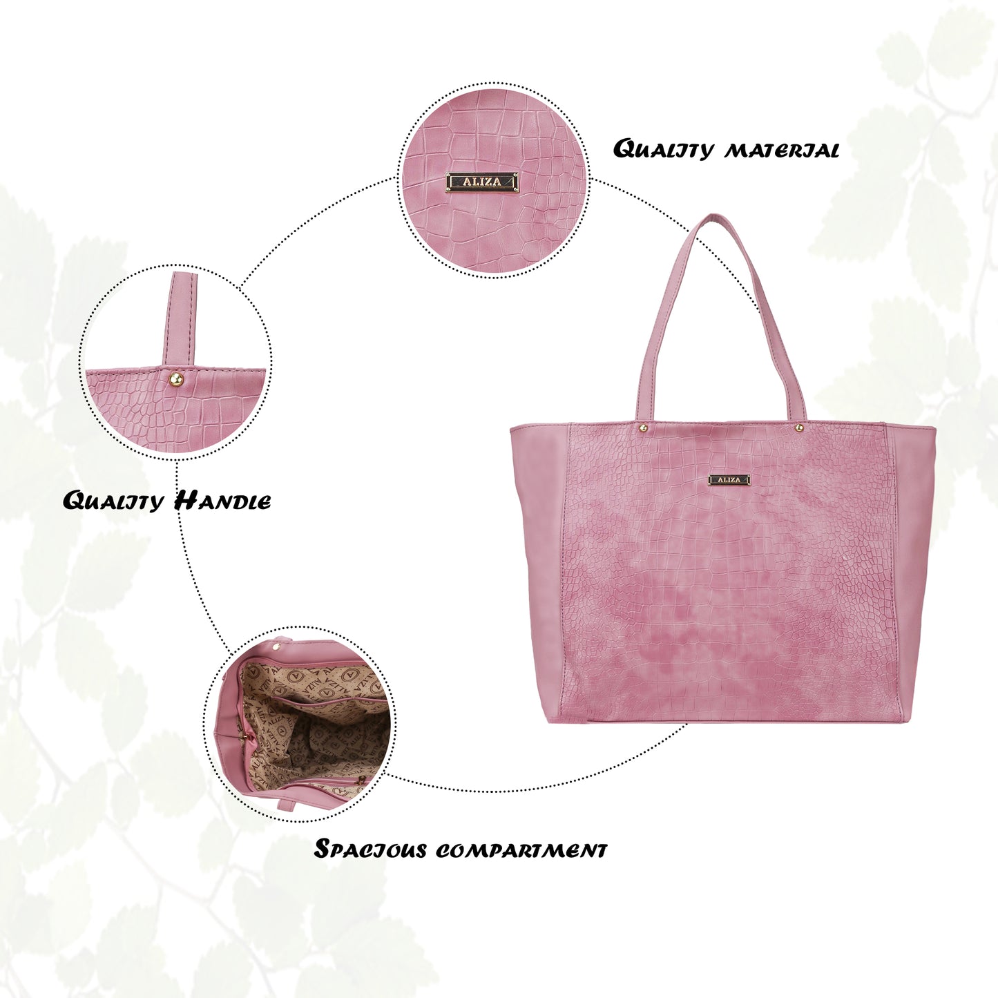 Althea Vegan Leather Formal Tote Bag - Pink