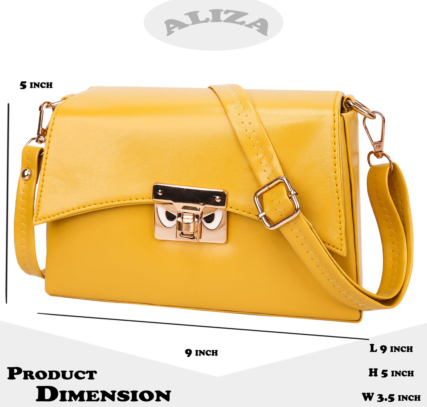 Devil Vegan Leather Satchel Box Sling Bag - Yellow