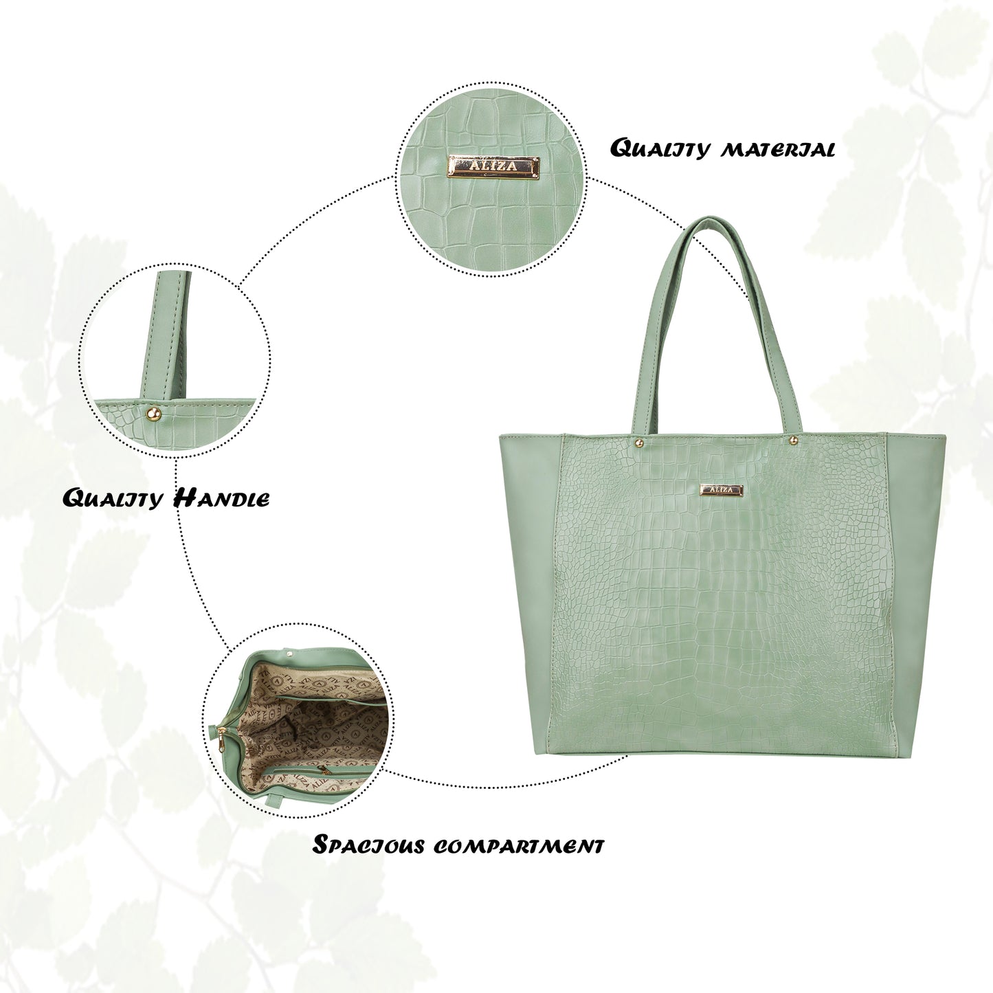 Althea Vegan Leather Formal Tote Bag - Green