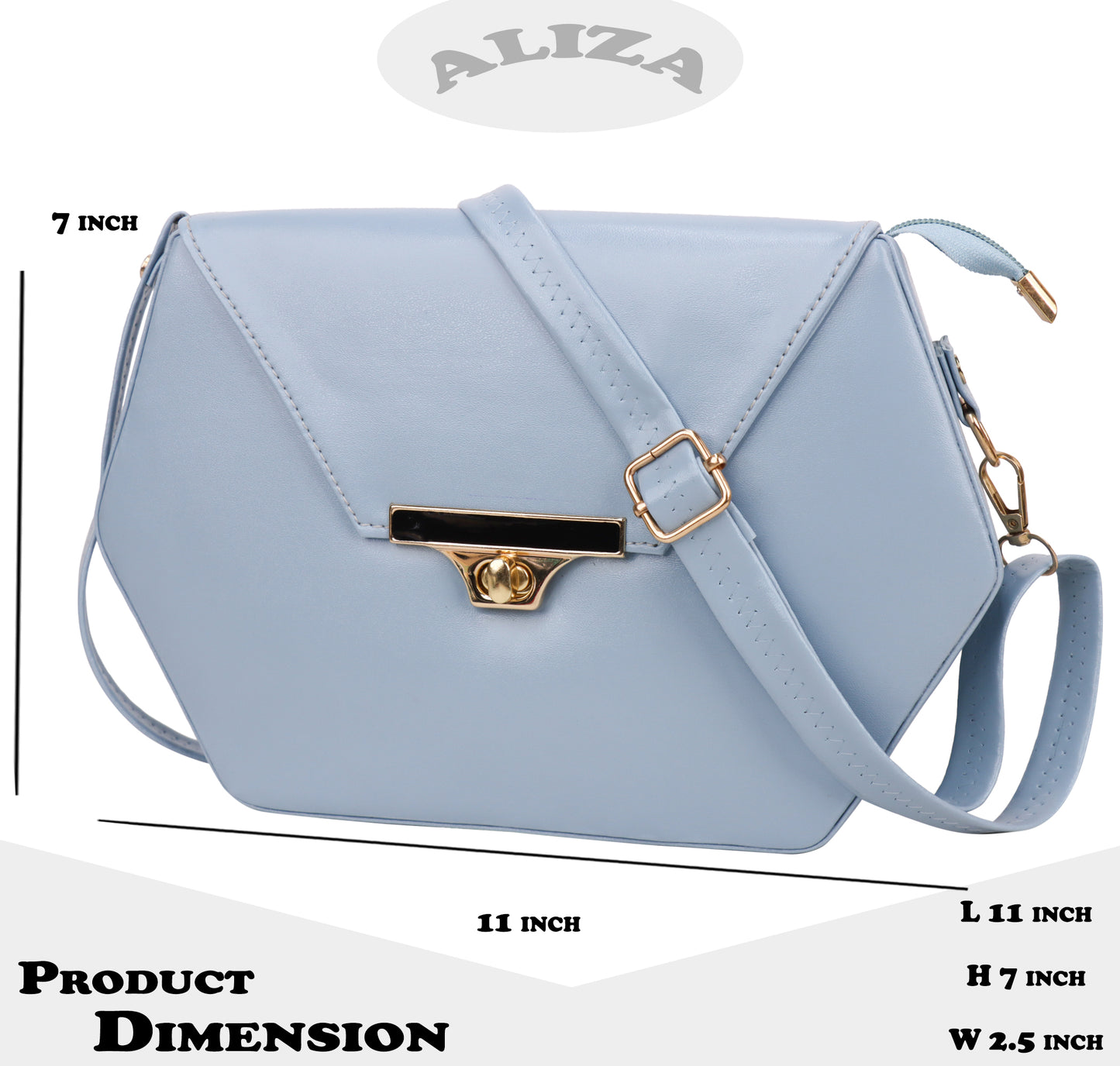 Miss Diamond Vegan Leather Box Sling Bag - Sky Blue