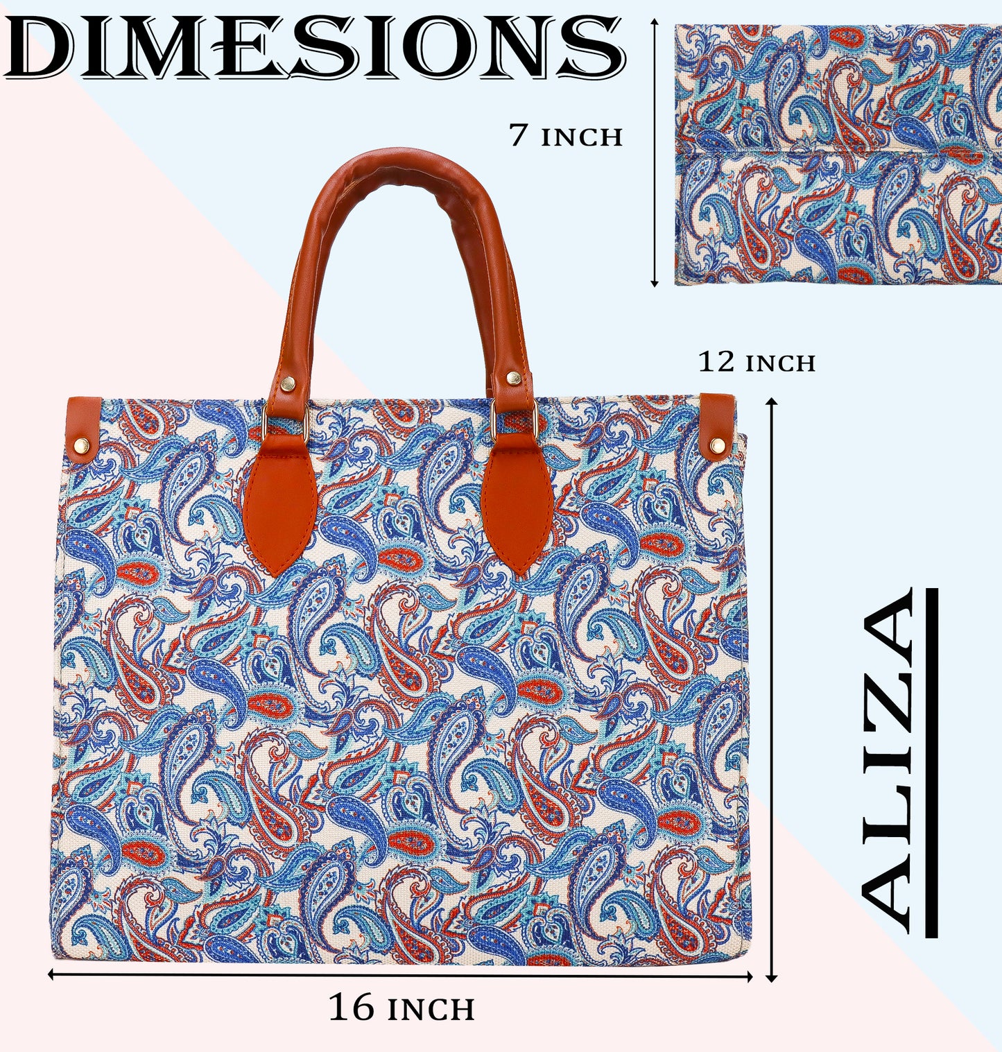 Gardinia Floral Canvas and Hand Bag - Sky Blue