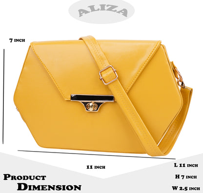 Miss Diamond Vegan Leather Box Sling Bag - Yellow