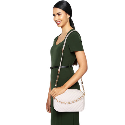 Princess Malibu Vegan Leather Quilted Sling Bag - White