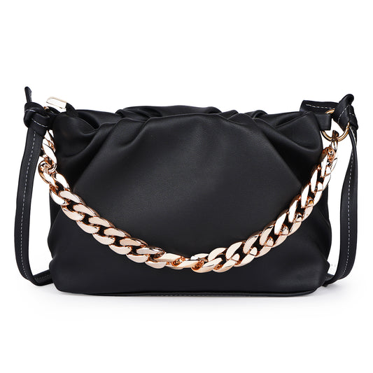 Ms. Gorgeous Vegan Leather Sling Bag - Black