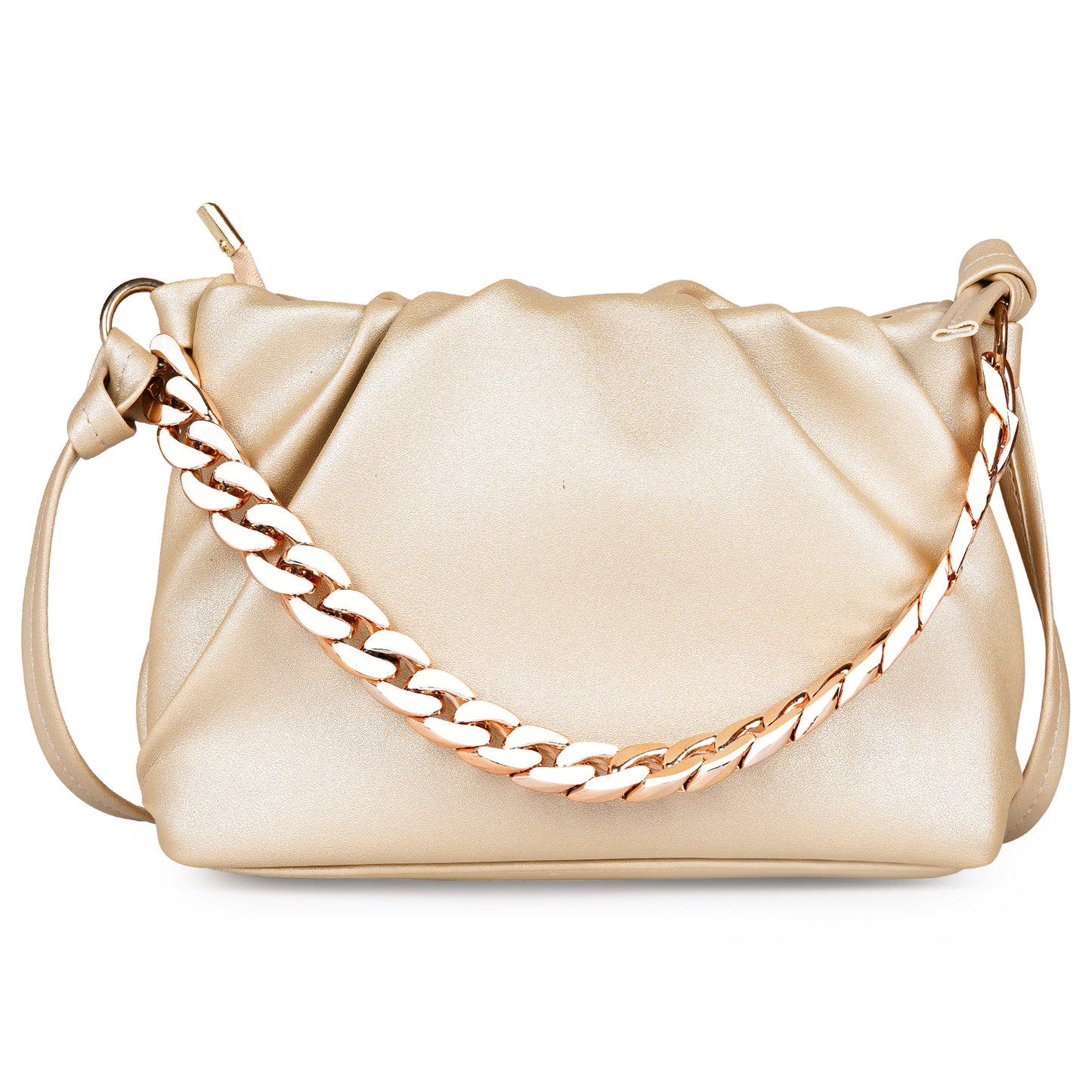 Ms. Gorgeous Vegan Leather Sling Bag - Gold