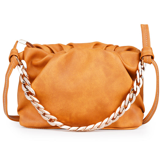 Ms. Gorgeous Vegan Leather Sling Bag - Mustard