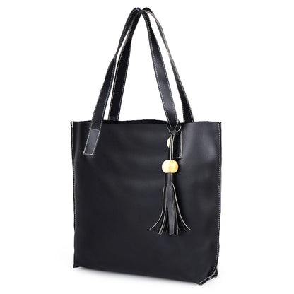 Aliza Vegan Leather Shopper Tote Bag Black