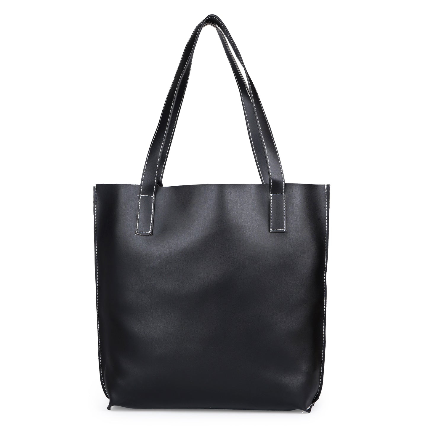 Aliza Vegan Leather Shopper Tote Bag Black