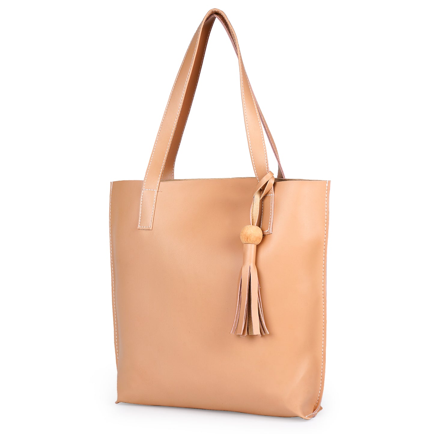 Aliza Vegan Leather Shopper Tote Bag Cream