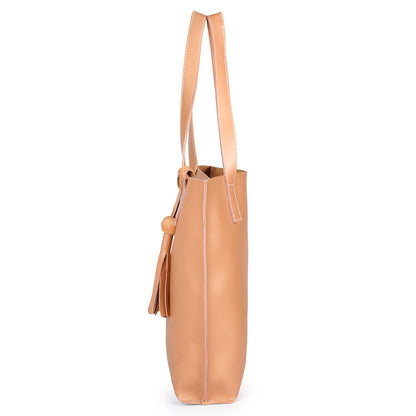 Aliza Vegan Leather Shopper Tote Bag Cream