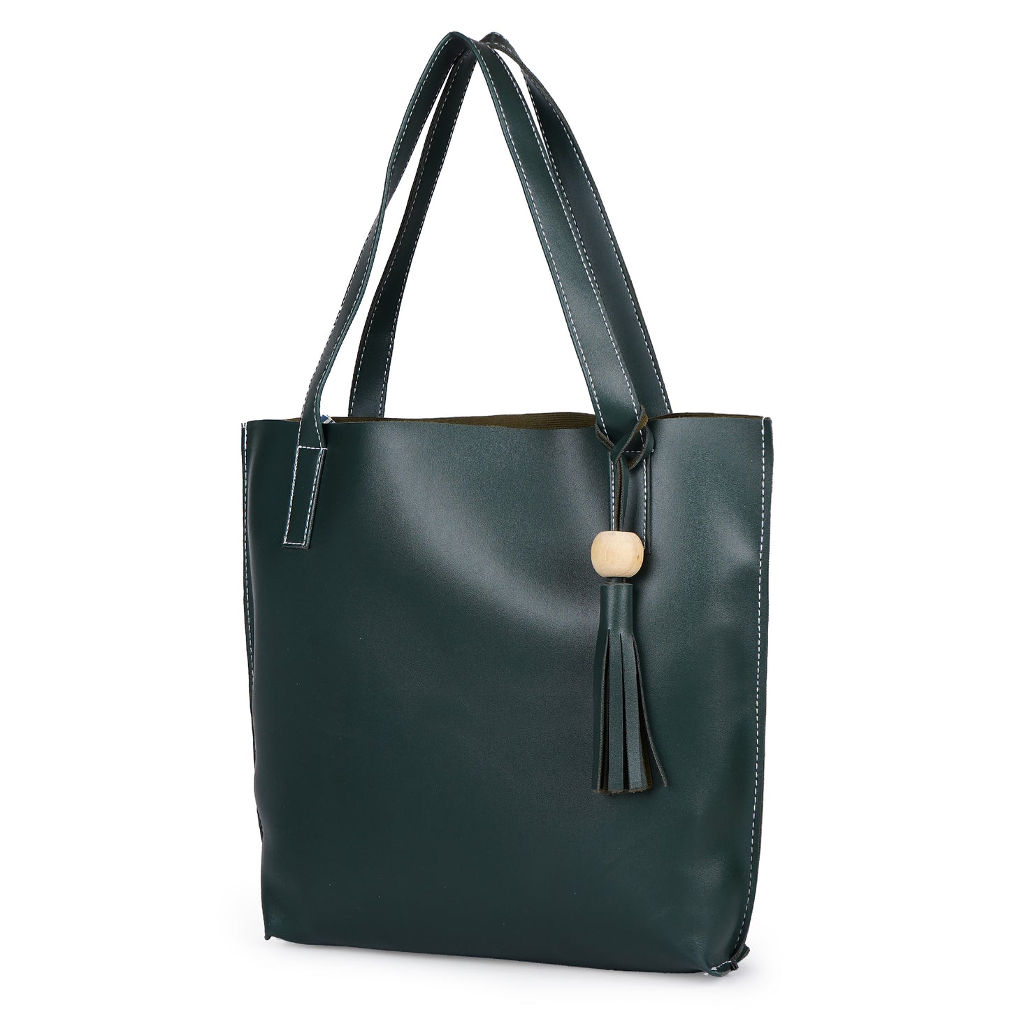 Aliza Vegan Leather Shopper Tote Bag Green